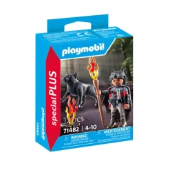 PLAYMOBIL Juguetes De Construcción*- Figura Guerrero y Lobo ㅤ