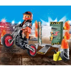 PLAYMOBIL Juguetes De Construcción*- Pack inicial Stunt Show: Moto y pared de fuego ㅤ