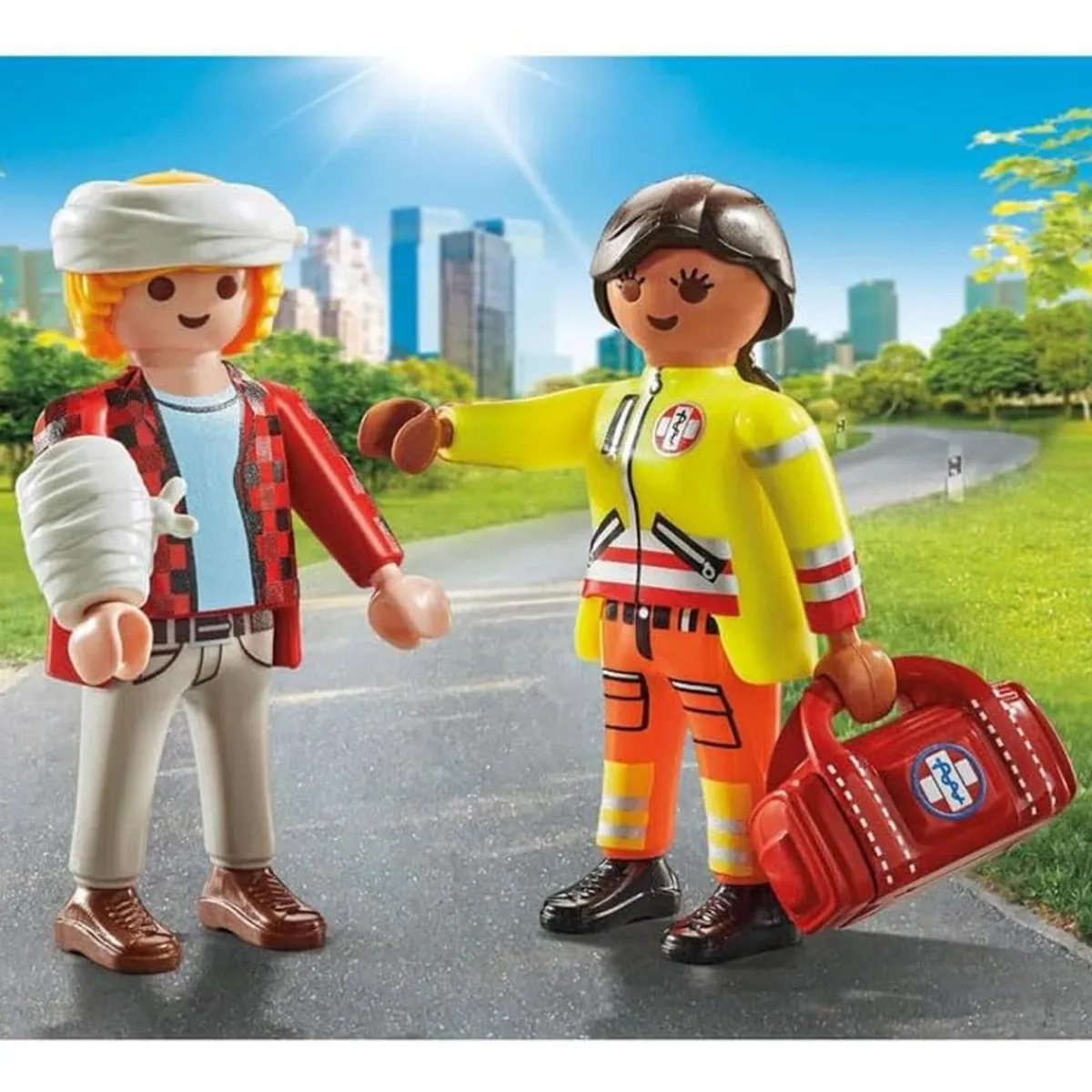 PLAYMOBIL Juguetes De Construcción*- Set de Socorrista y Paciente ㅤ