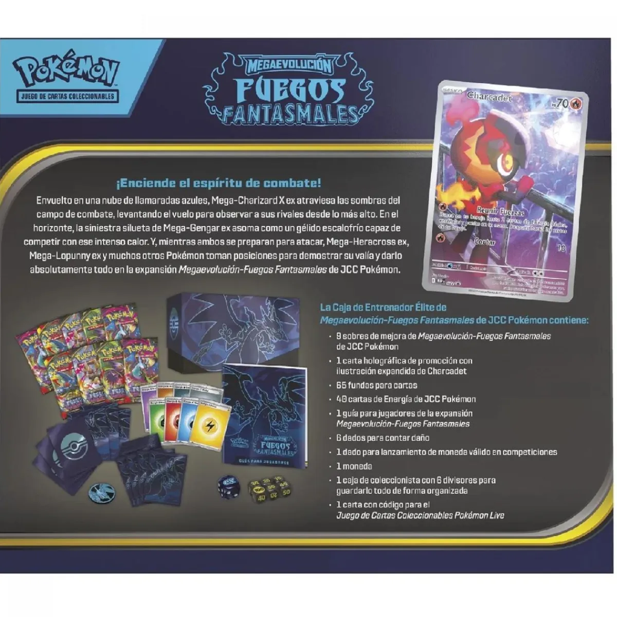 BANDAI Friki Zone|Juegos Y Puzzles*Pokémon - Megaevolución Fuegos Fantasmales - Caja de entrenador Élite (Español)