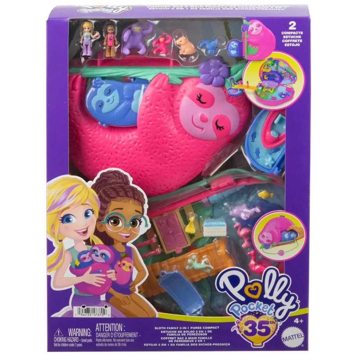 MATTEL Coleccionables Y Mini Mundos*Polly Pocket - Bolso familia de perezosos