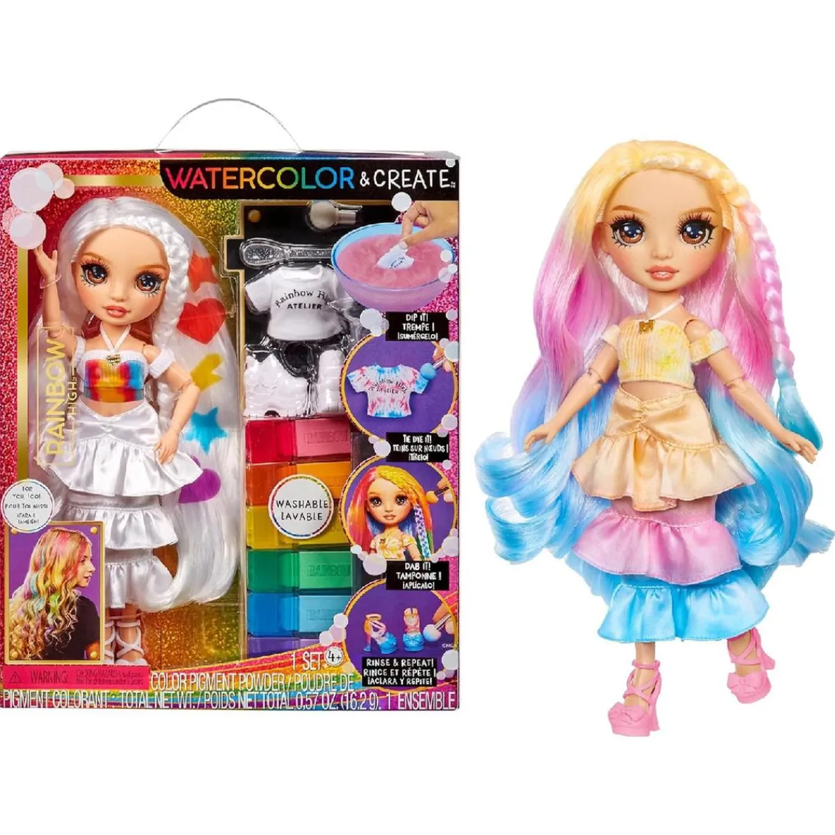 RAIMBOW HIGH Muñecas*Rainbow High - Watercolor & Create DIY - Muñeca ojos castaños