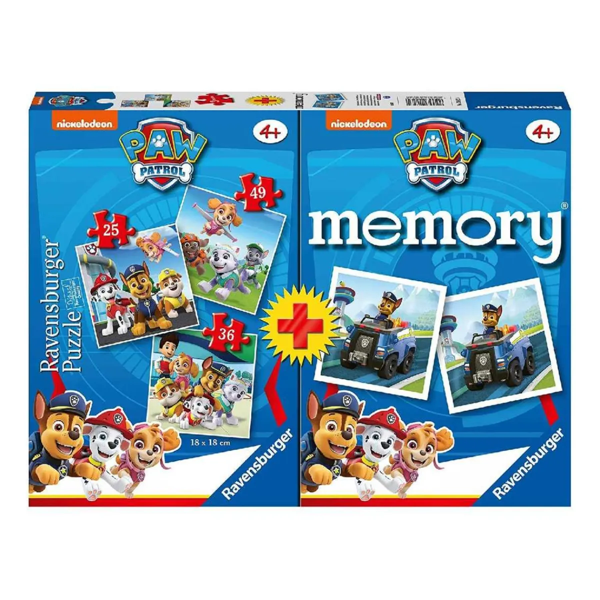 RAVENSBURGER IBÉRICA Friki Zone|Juegos Y Puzzles*Ranvensburger-Patrulla Canina-Pack juego de memoria + 3 puzzles
