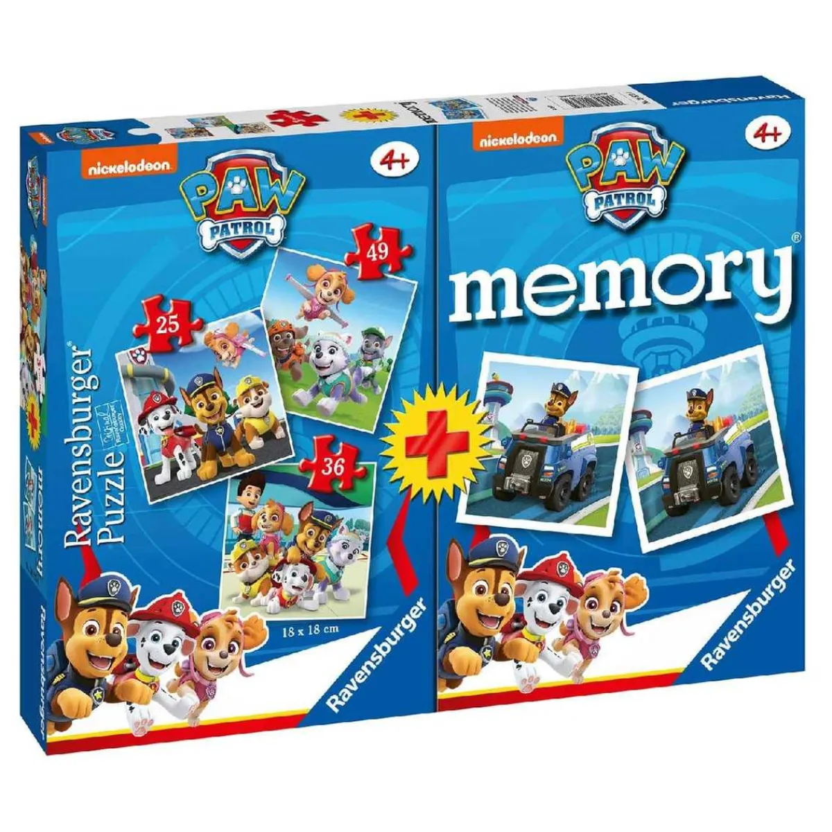 RAVENSBURGER IBÉRICA Friki Zone|Juegos Y Puzzles*Ranvensburger-Patrulla Canina-Pack juego de memoria + 3 puzzles