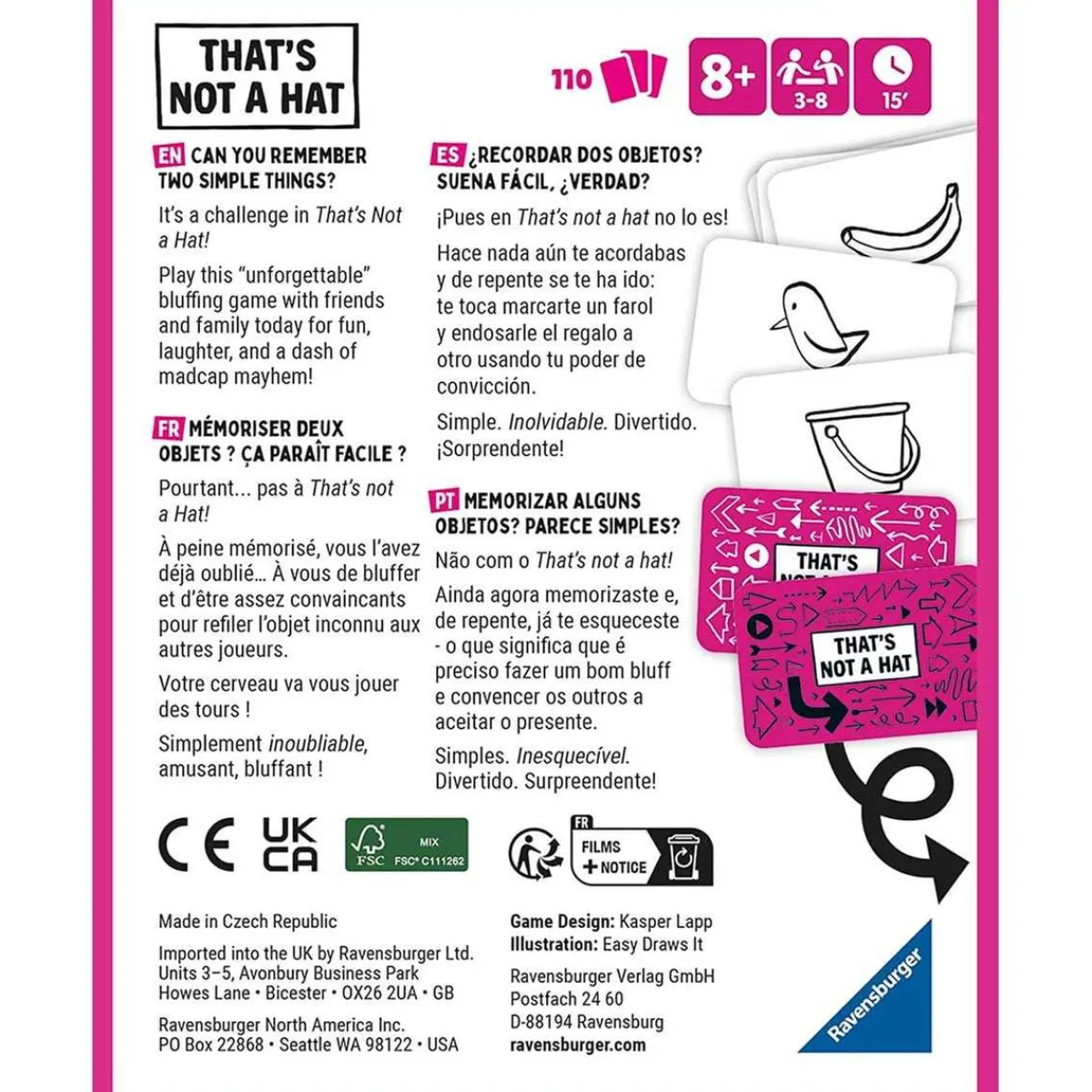 RAVENSBURGER IBÉRICA Friki Zone|Juegos Y Puzzles*Ravensburger - Juego de cartas familiar That's not a hat: Versión Española ㅤ