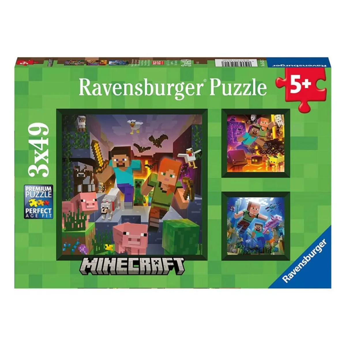 RAVENSBURGER IBÉRICA Juegos Y Puzzles*Ravensburger - Minecraft - Pack 3 puzzles 49 piezas