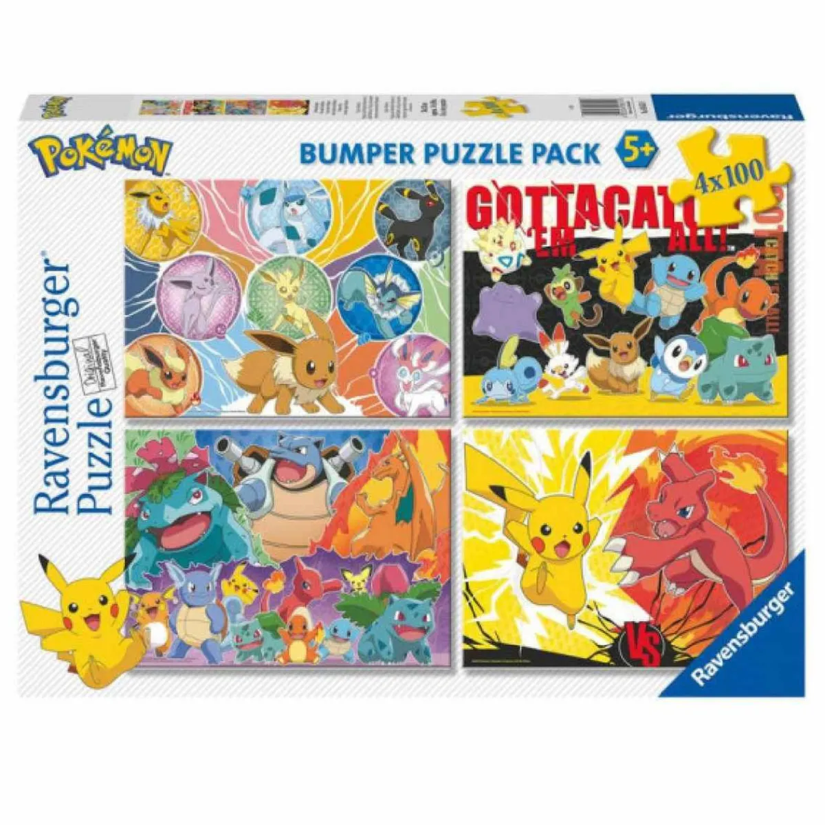 RAVENSBURGER IBÉRICA Juegos Y Puzzles*Ravensburger - Pokémon - Pack 4 puzzles 100 piezas