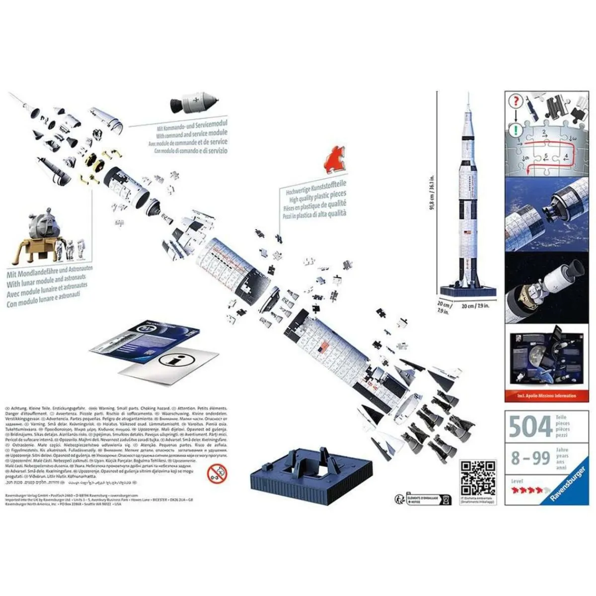 VTECH Juegos Y Puzzles*Ravensburger - Puzzle 3D Apollo Saturn V Rocket, 440 piezas ㅤ
