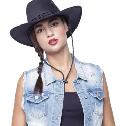 RUBIE'S Disfraces|Halloween*- Sombrero cowboy negro para disfraces de Adulto ㅤ
