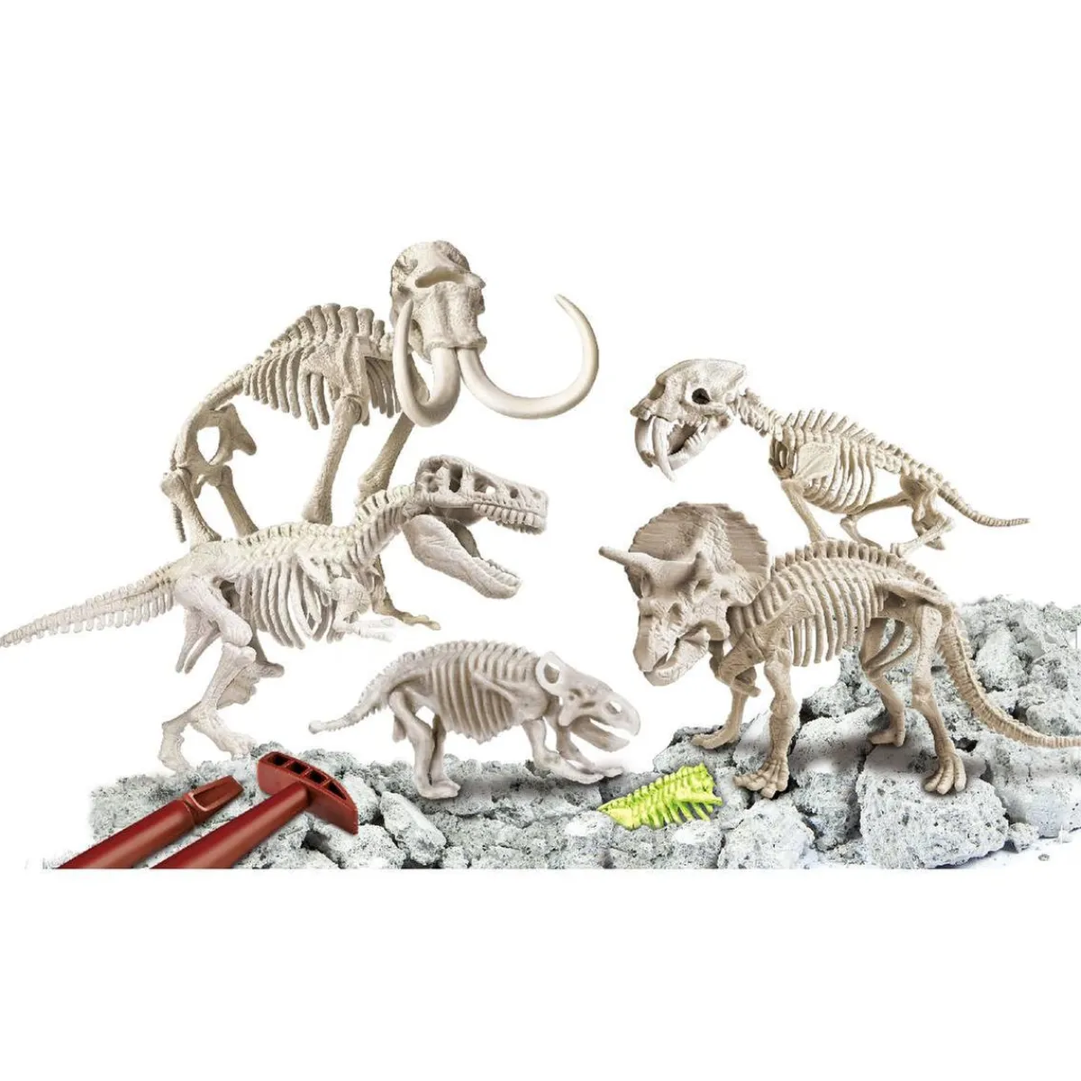 CLEMENTONI Steam*Set de Excavación Dinosaurios 5 en 1