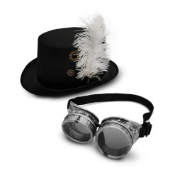 Funidelia Halloween|Disfraces*Sombrero de Steampunk con gafas