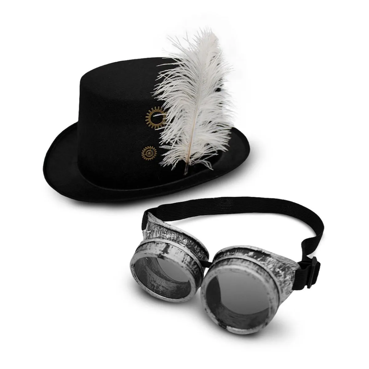 Funidelia Halloween|Disfraces*Sombrero de Steampunk con gafas