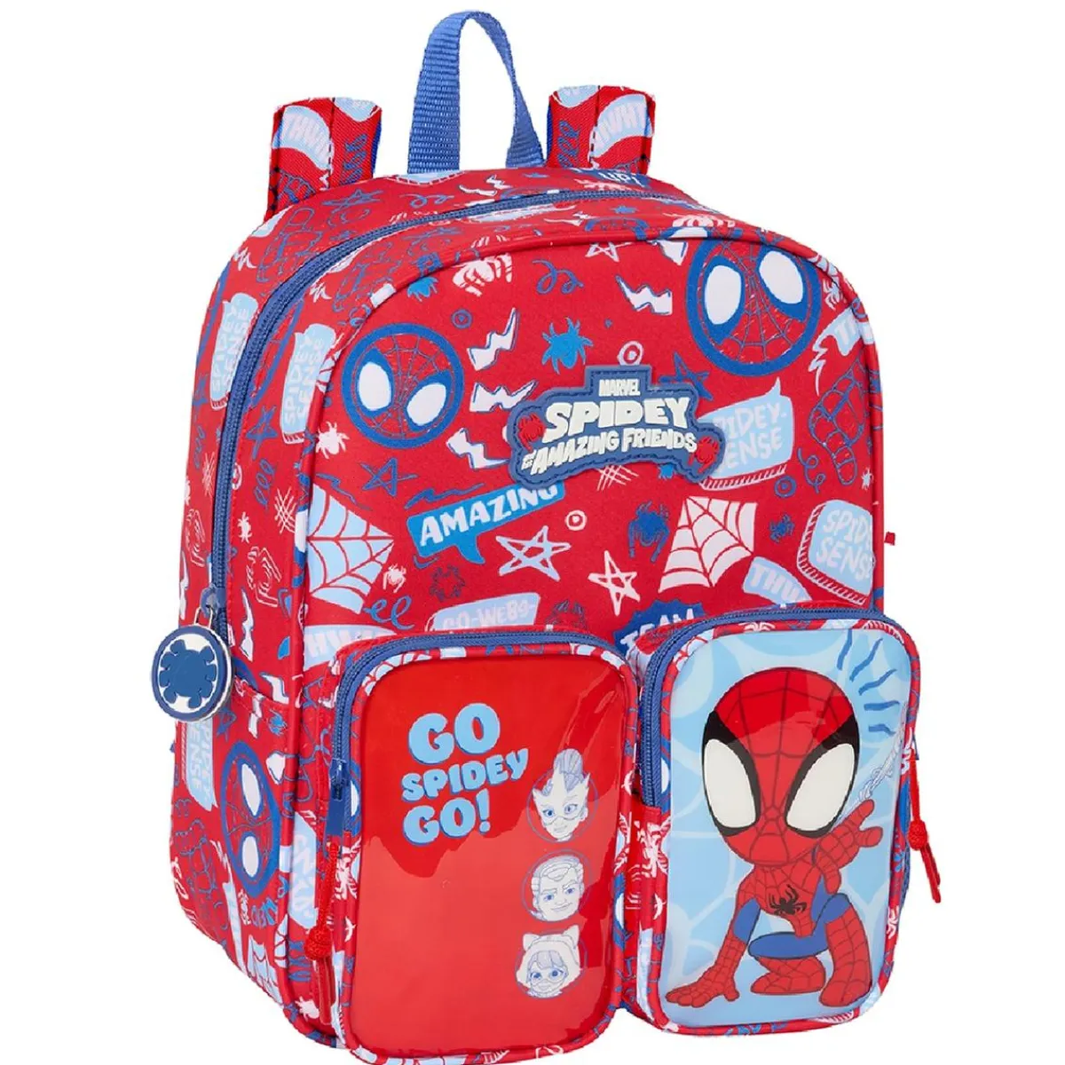 SAFTA Material Escolar*Spidey - Mochila con bolsillos adaptable a carro - Colección Rescue