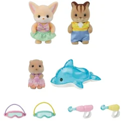 EPOCH PARA IMAGINAR S.L. Coleccionables Y Mini Mundos*Sylvanian Families - El Trío De Bebés En La Piscina ㅤ