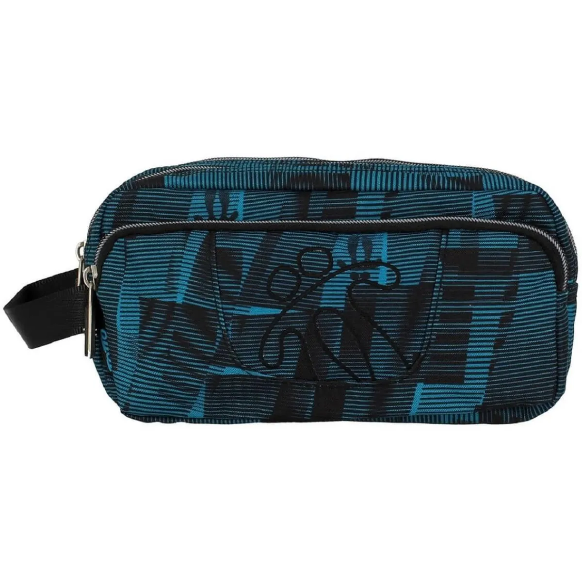 TOTTO Material Escolar*- Estuche escolar 3 compartimentos - Azul y negro