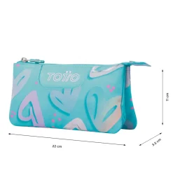 TOTTO Material Escolar*- Estuche escolar corazones pintados Tablero