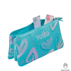 TOTTO Material Escolar*- Estuche escolar corazones pintados Tablero