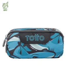 TOTTO Material Escolar*- Estuche escolar dos compartimentos tiburones Sobre