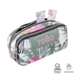 TOTTO Material Escolar*- Estuche escolar dos compartimentos tropical cebras Sobre