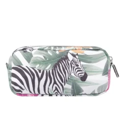 TOTTO Material Escolar*- Estuche escolar dos compartimentos tropical cebras Sobre