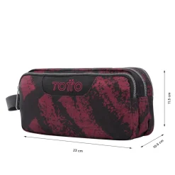 TOTTO Material Escolar*- Estuche escolar tres compartimentos tiza roja Agapec