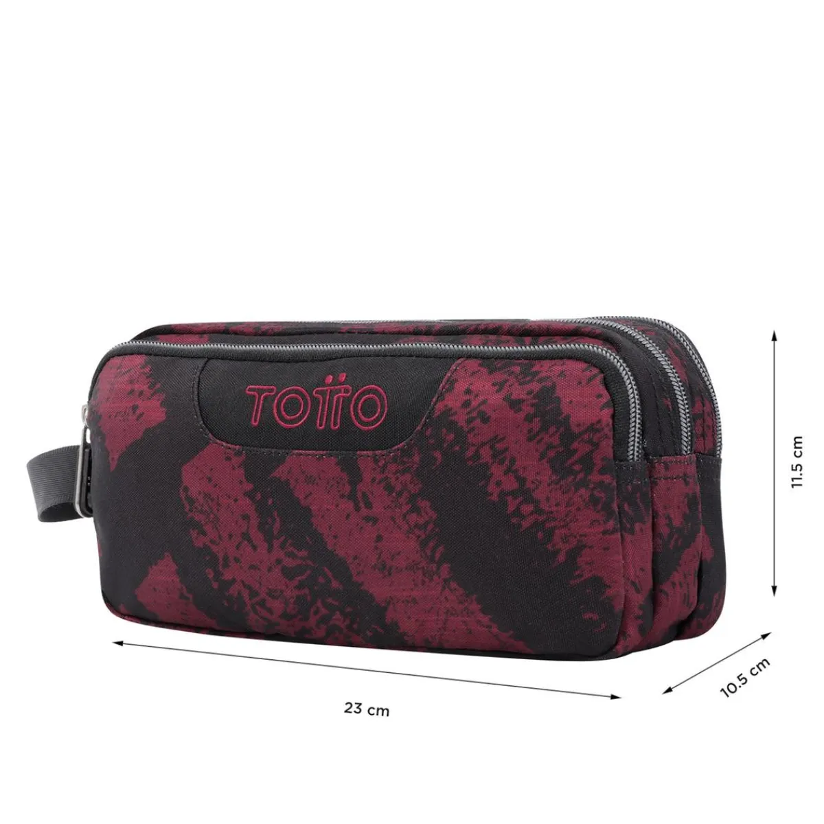 TOTTO Material Escolar*- Estuche escolar tres compartimentos tiza roja Agapec