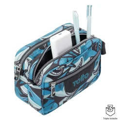 TOTTO Material Escolar*- Estuche escolar tres compartimentos tiburones Plastilina