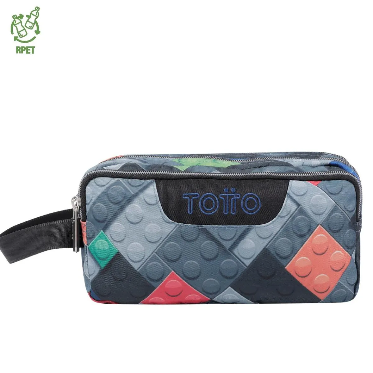 TOTTO Material Escolar*- Estuche escolar tres compartimentos bloques Agapec