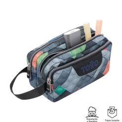 TOTTO Material Escolar*- Estuche escolar tres compartimentos bloques Agapec