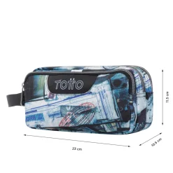 TOTTO Material Escolar*- Estuche escolar tres compartimentos postales y casetes Agapec