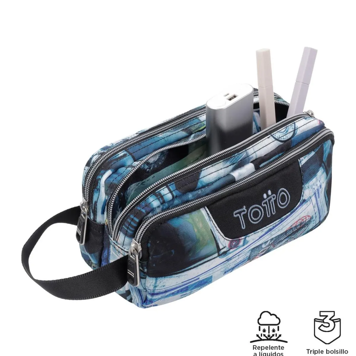 TOTTO Material Escolar*- Estuche escolar tres compartimentos postales y casetes Agapec