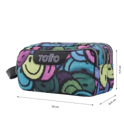 TOTTO Material Escolar*- Estuche escolar tres compartimentos emojis Agapec