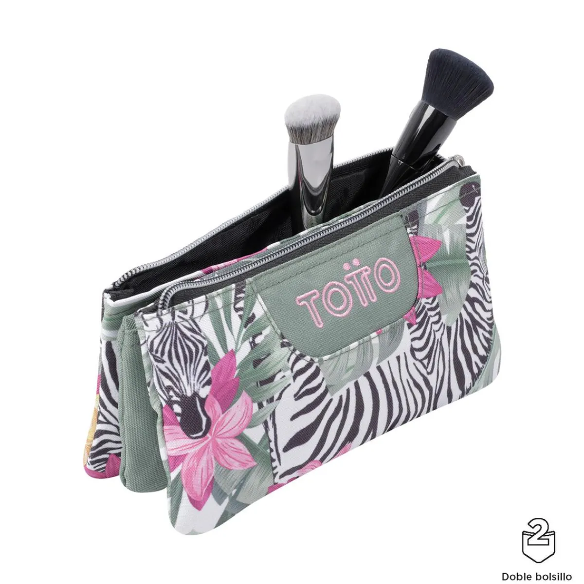 TOTTO Material Escolar*- Estuche escolar tropical cebras Tablero