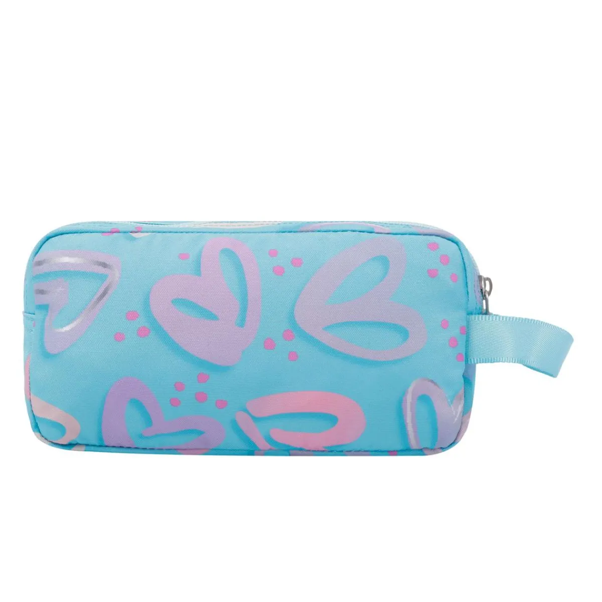 TOTTO Material Escolar*- Estuche escolar tres compartimentos corazones pintados Agapec