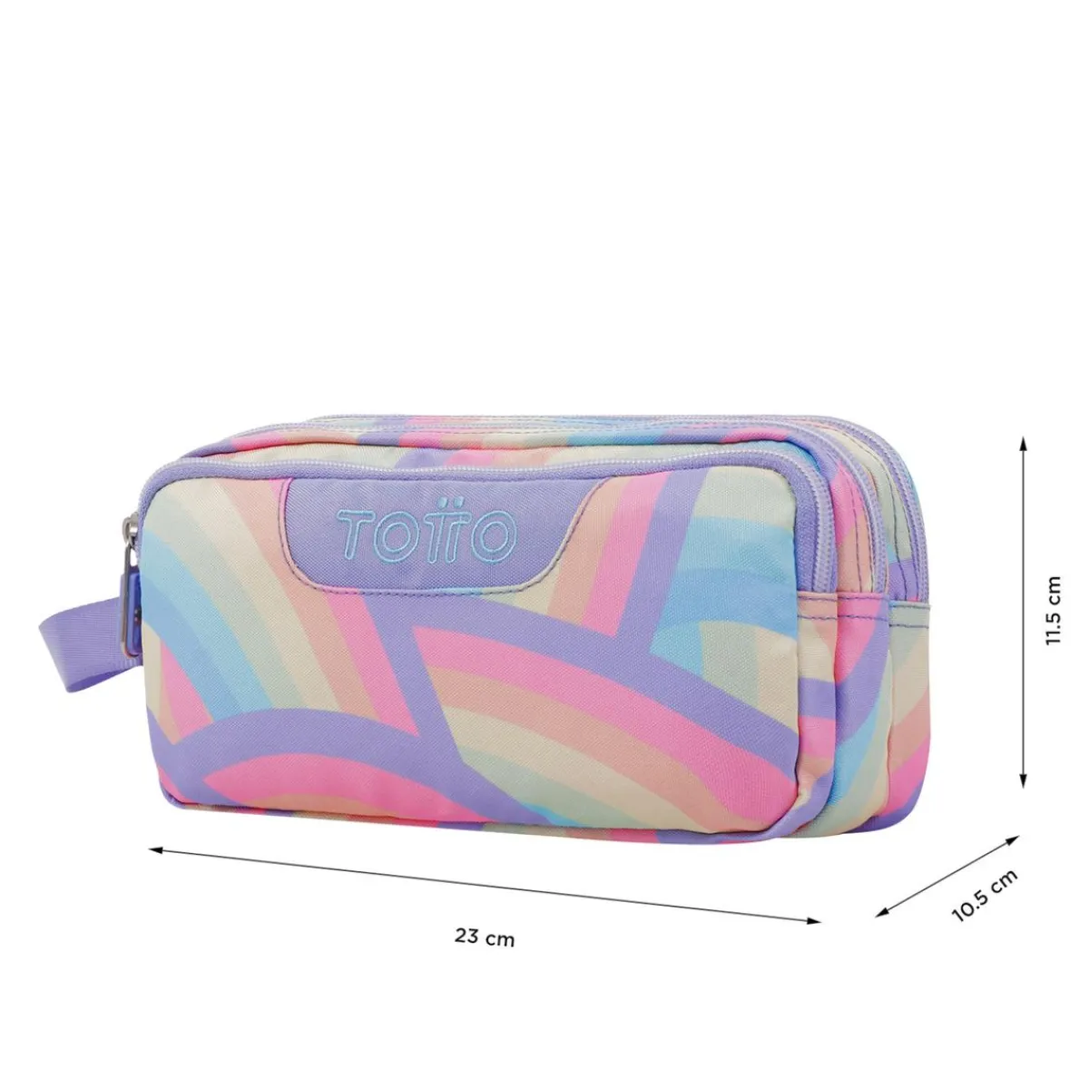 TOTTO Material Escolar*- Estuche escolar tres compartimentos arcoíris Agapec