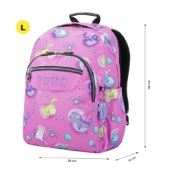 TOTTO Material Escolar*- Mochila escolar adaptable a carro gatos astronautas Acuareles