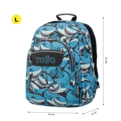 TOTTO Material Escolar*- Mochila escolar adaptable a carro tiburones Acuareles