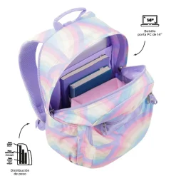 TOTTO Material Escolar*- Mochila escolar adaptable a carro arcoíris Acuareles