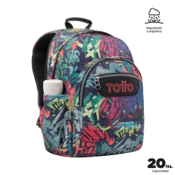 TOTTO Material Escolar*- Mochila escolar adaptable a carro graffiti Acuareles