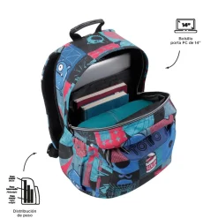 TOTTO Material Escolar*- Mochila escolar adaptable a carro cyber monstruos Acuareles
