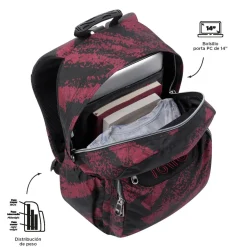 TOTTO Material Escolar*- Mochila escolar adaptable a carro tiza roja Acuareles