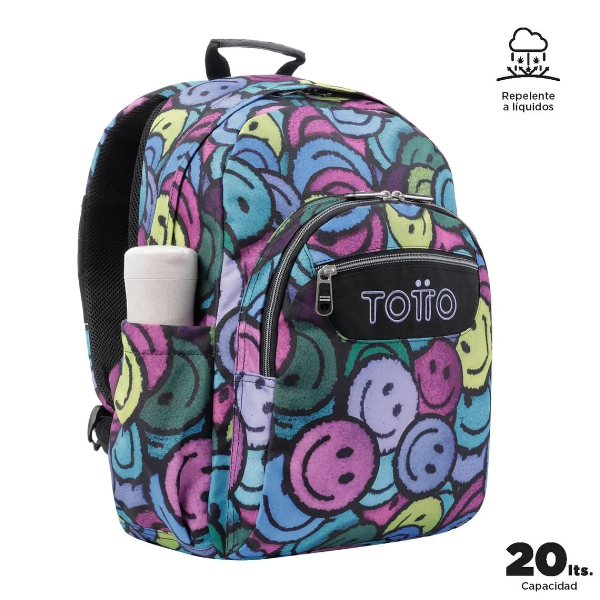 TOTTO Material Escolar*- Mochila escolar adaptable a carro emojis Acuareles