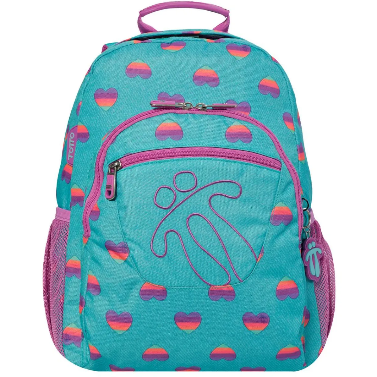 TOTTO Material Escolar*- Mochila escolar adaptable a carro Acuareles multicolor Corazones