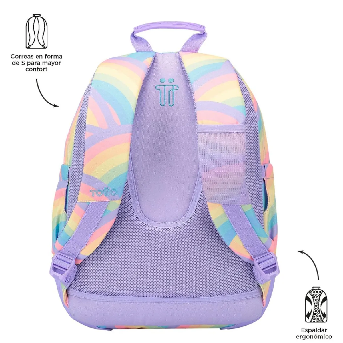 TOTTO Material Escolar*- Mochila escolar arcoíris Crayoles
