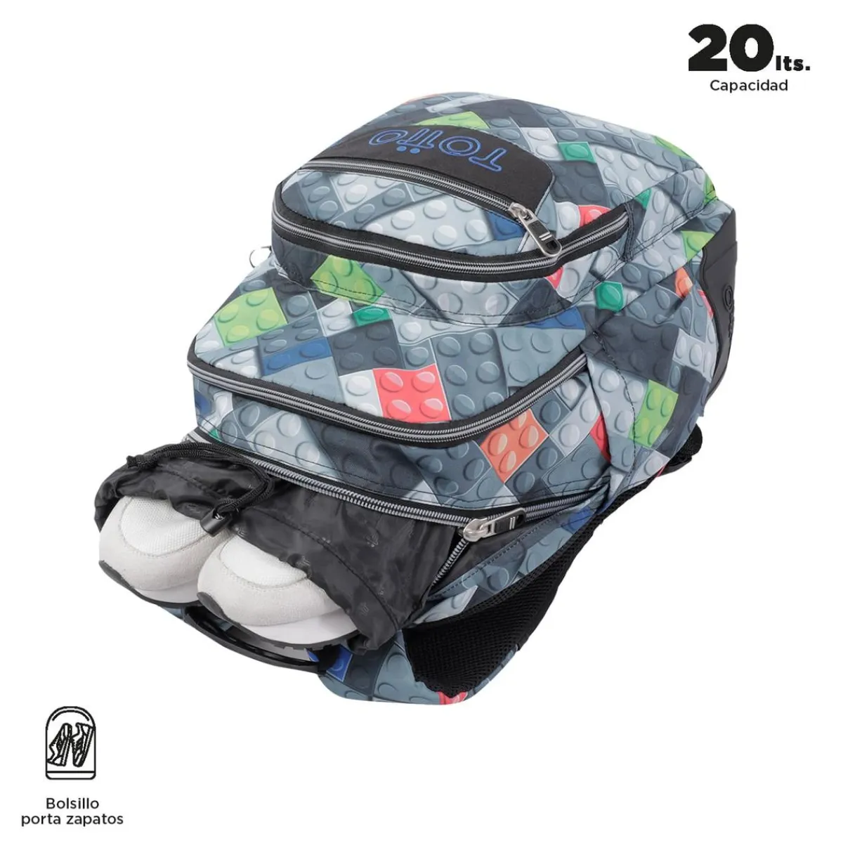 TOTTO Material Escolar*- Mochila escolar bloques Crayoles