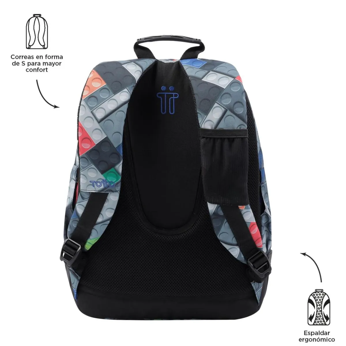 TOTTO Material Escolar*- Mochila escolar bloques Crayoles