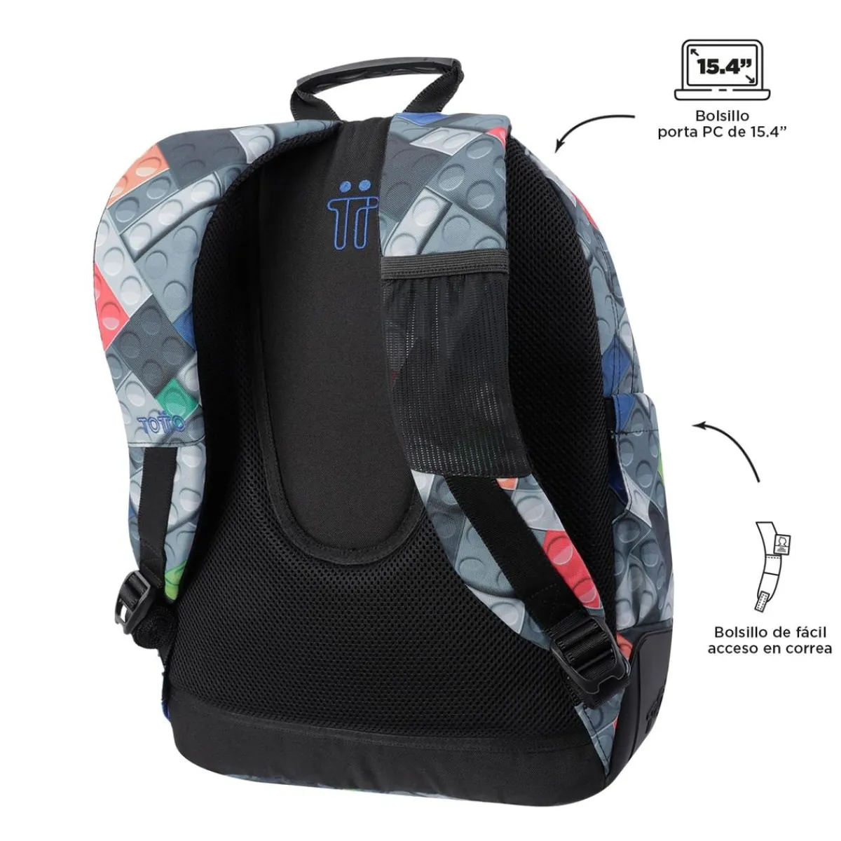 TOTTO Material Escolar*- Mochila escolar bloques Crayoles
