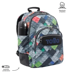 TOTTO Material Escolar*- Mochila escolar bloques Crayoles