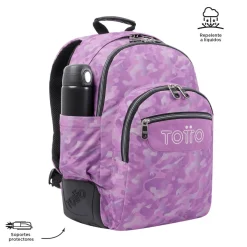 TOTTO Material Escolar*- Mochila escolar camuflaje rosa Crayoles
