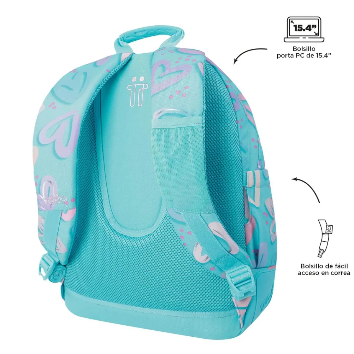 TOTTO Material Escolar*- Mochila escolar corazones pintados Crayoles